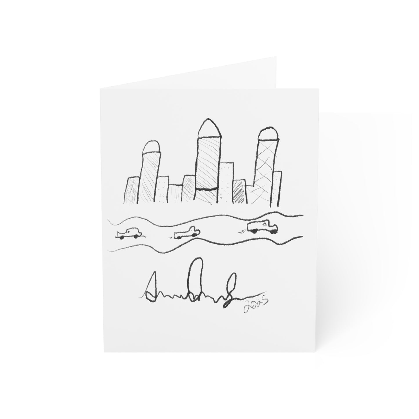 "I never wrote a picture in my life" - City Skyline Greeting Card