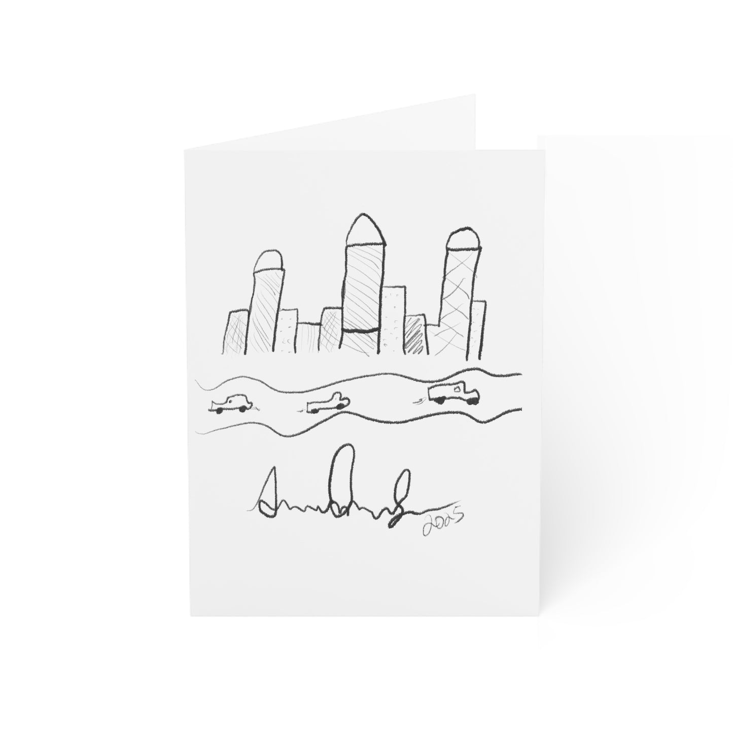 "I never wrote a picture in my life" - City Skyline Greeting Card