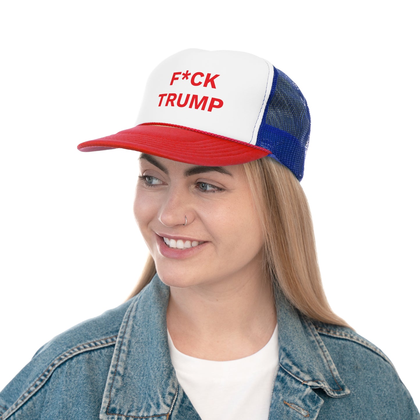 F*CK TRUMP - Trucker Caps, Red Letters, Anti-MAGA Hat